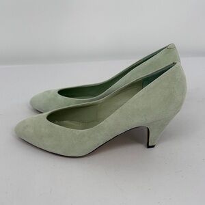 👻 vintage Nickels suede Mint Green pointed toe pumps Heels made in Italy
